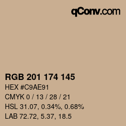 Color code: RGB 201 174 145 | qconv.com