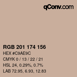颜色代码: RGB 201 174 156 | qconv.com