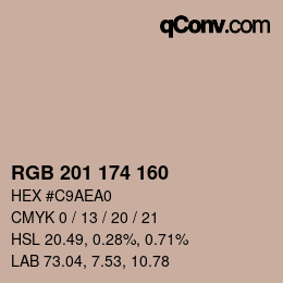 Color code: RGB 201 174 160 | qconv.com