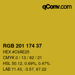 Color code: RGB 201 174 37 | qconv.com