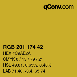 Color code: RGB 201 174 42 | qconv.com