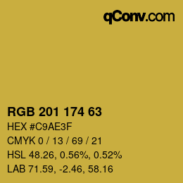 カラーコード: RGB 201 174 63 | qconv.com