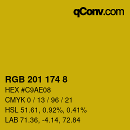 カラーコード: RGB 201 174 8 | qconv.com