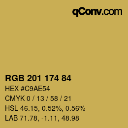 Color code: RGB 201 174 84 | qconv.com