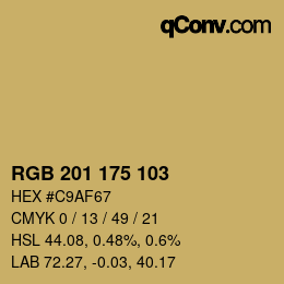 カラーコード: RGB 201 175 103 | qconv.com