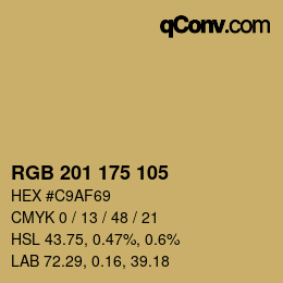 Color code: RGB 201 175 105 | qconv.com