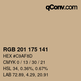 カラーコード: RGB 201 175 141 | qconv.com