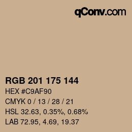 Código de color: RGB 201 175 144 | qconv.com