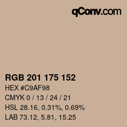 Color code: RGB 201 175 152 | qconv.com