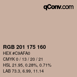 Color code: RGB 201 175 160 | qconv.com