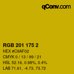 Color code: RGB 201 175 2 | qconv.com