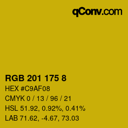 颜色代码: RGB 201 175 8 | qconv.com