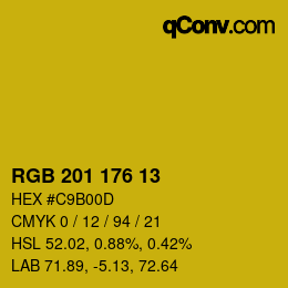 Color code: RGB 201 176 13 | qconv.com