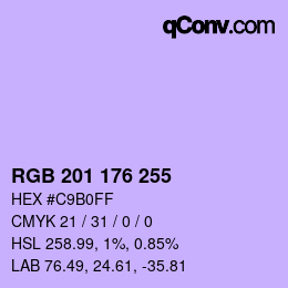 Color code: RGB 201 176 255 | qconv.com