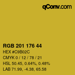 カラーコード: RGB 201 176 44 | qconv.com