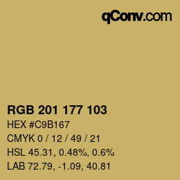 カラーコード: RGB 201 177 103 | qconv.com