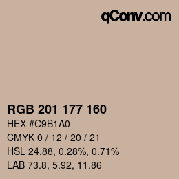 カラーコード: RGB 201 177 160 | qconv.com