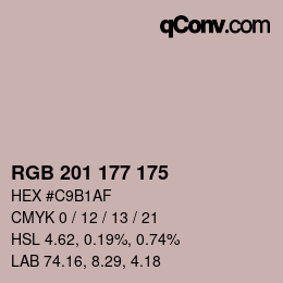 Color code: RGB 201 177 175 | qconv.com