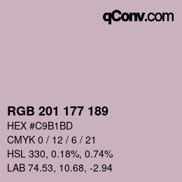 Color code: RGB 201 177 189 | qconv.com