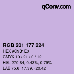 Color code: RGB 201 177 224 | qconv.com