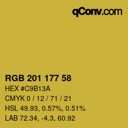Color code: RGB 201 177 58 | qconv.com