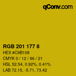 Color code: RGB 201 177 8 | qconv.com