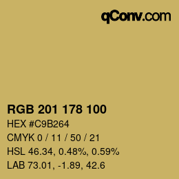 カラーコード: RGB 201 178 100 | qconv.com