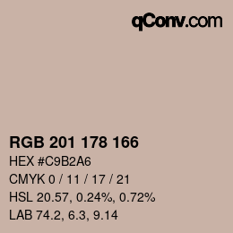 Color code: RGB 201 178 166 | qconv.com