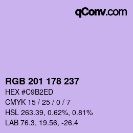 Color code: RGB 201 178 237 | qconv.com