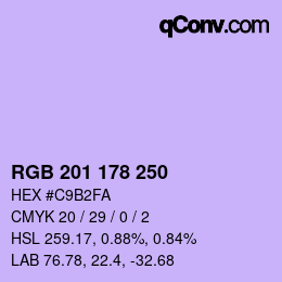 Color code: RGB 201 178 250 | qconv.com