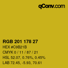 Color code: RGB 201 178 27 | qconv.com