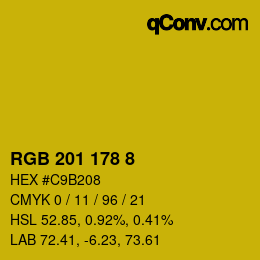 カラーコード: RGB 201 178 8 | qconv.com