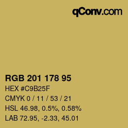 Color code: RGB 201 178 95 | qconv.com