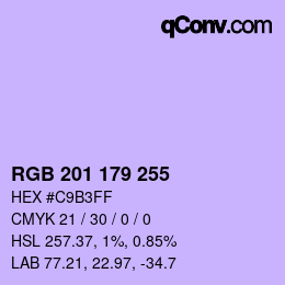 Color code: RGB 201 179 255 | qconv.com