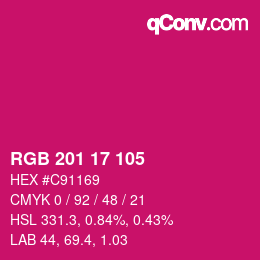 Color code: RGB 201 17 105 | qconv.com