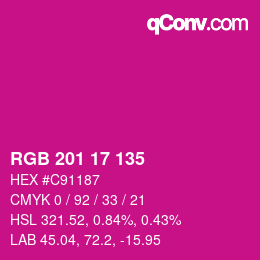 カラーコード: RGB 201 17 135 | qconv.com