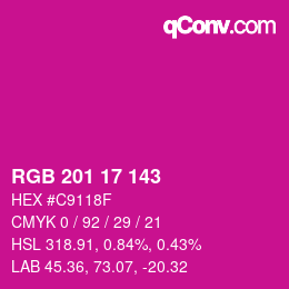 Color code: RGB 201 17 143 | qconv.com