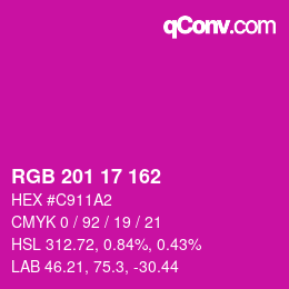 カラーコード: RGB 201 17 162 | qconv.com