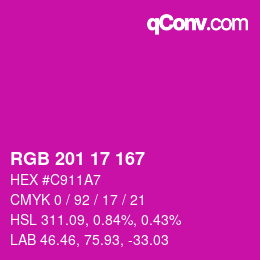 Color code: RGB 201 17 167 | qconv.com