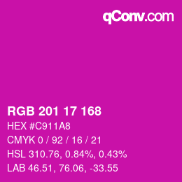 Color code: RGB 201 17 168 | qconv.com