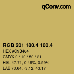 カラーコード: RGB 201 180.4 100.4 | qconv.com