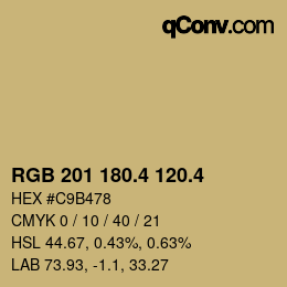 カラーコード: RGB 201 180.4 120.4 | qconv.com