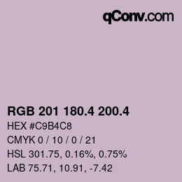 カラーコード: RGB 201 180.4 200.4 | qconv.com