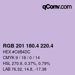 カラーコード: RGB 201 180.4 220.4 | qconv.com