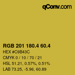 カラーコード: RGB 201 180.4 60.4 | qconv.com