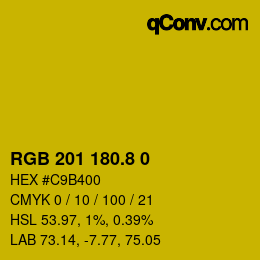 カラーコード: RGB 201 180.8 0 | qconv.com