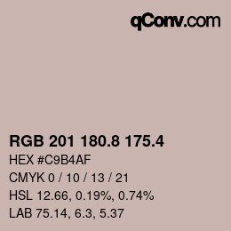 カラーコード: RGB 201 180.8 175.4 | qconv.com