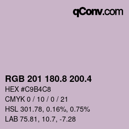 カラーコード: RGB 201 180.8 200.4 | qconv.com