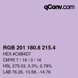 カラーコード: RGB 201 180.8 215.4 | qconv.com