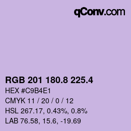 カラーコード: RGB 201 180.8 225.4 | qconv.com